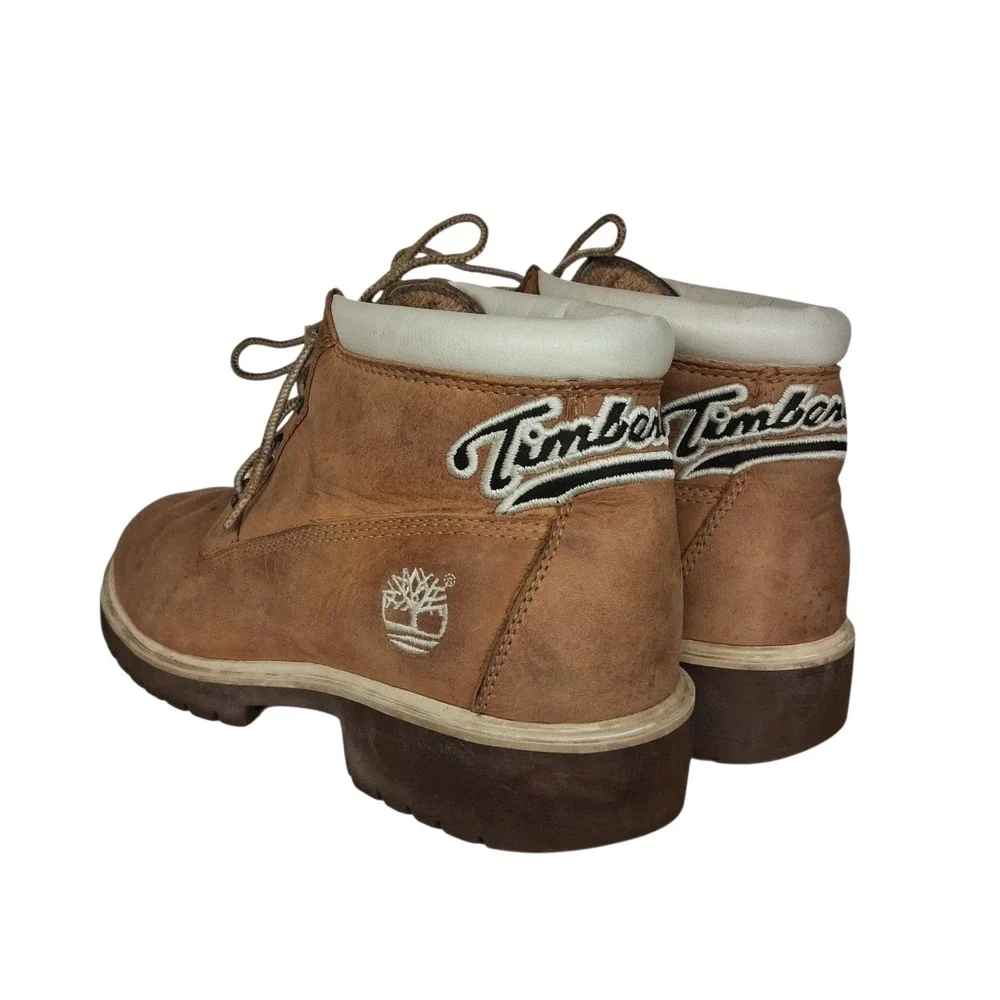 Vintage Y2K Timberland Leather Ankle Chukka Boots‎ Spell Out Logo Women's 8 M